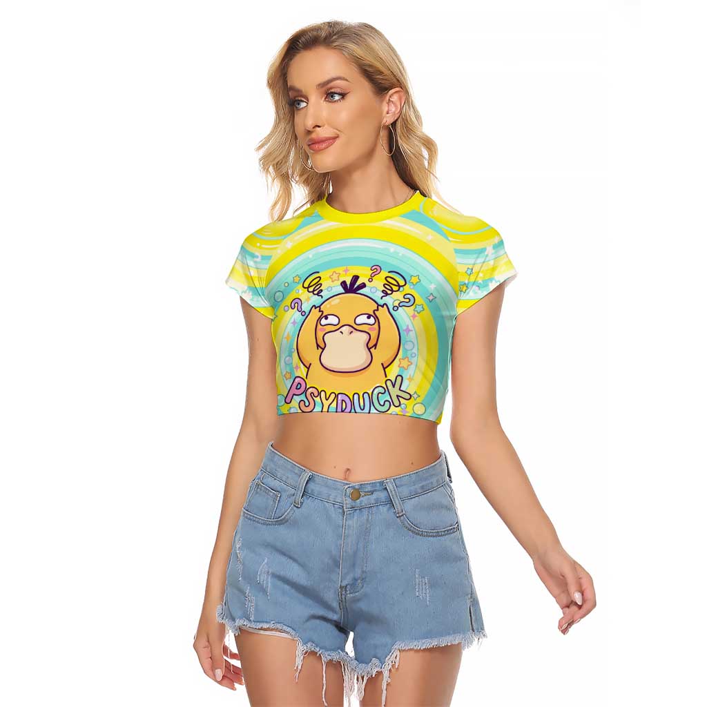 Psyduck Raglan Cropped T Shirt Vibrant Kawaii Splash Art