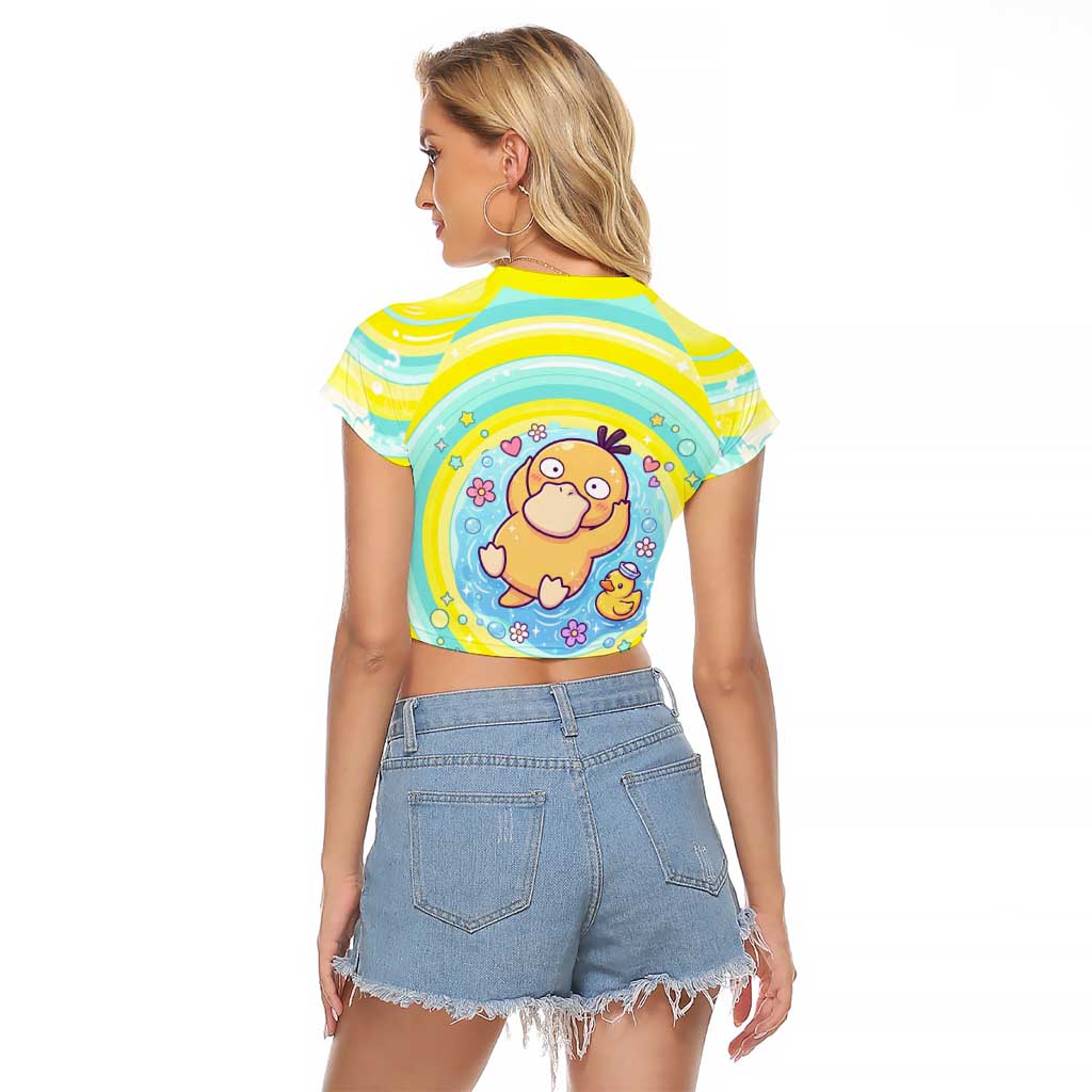 Psyduck Raglan Cropped T Shirt Vibrant Kawaii Splash Art