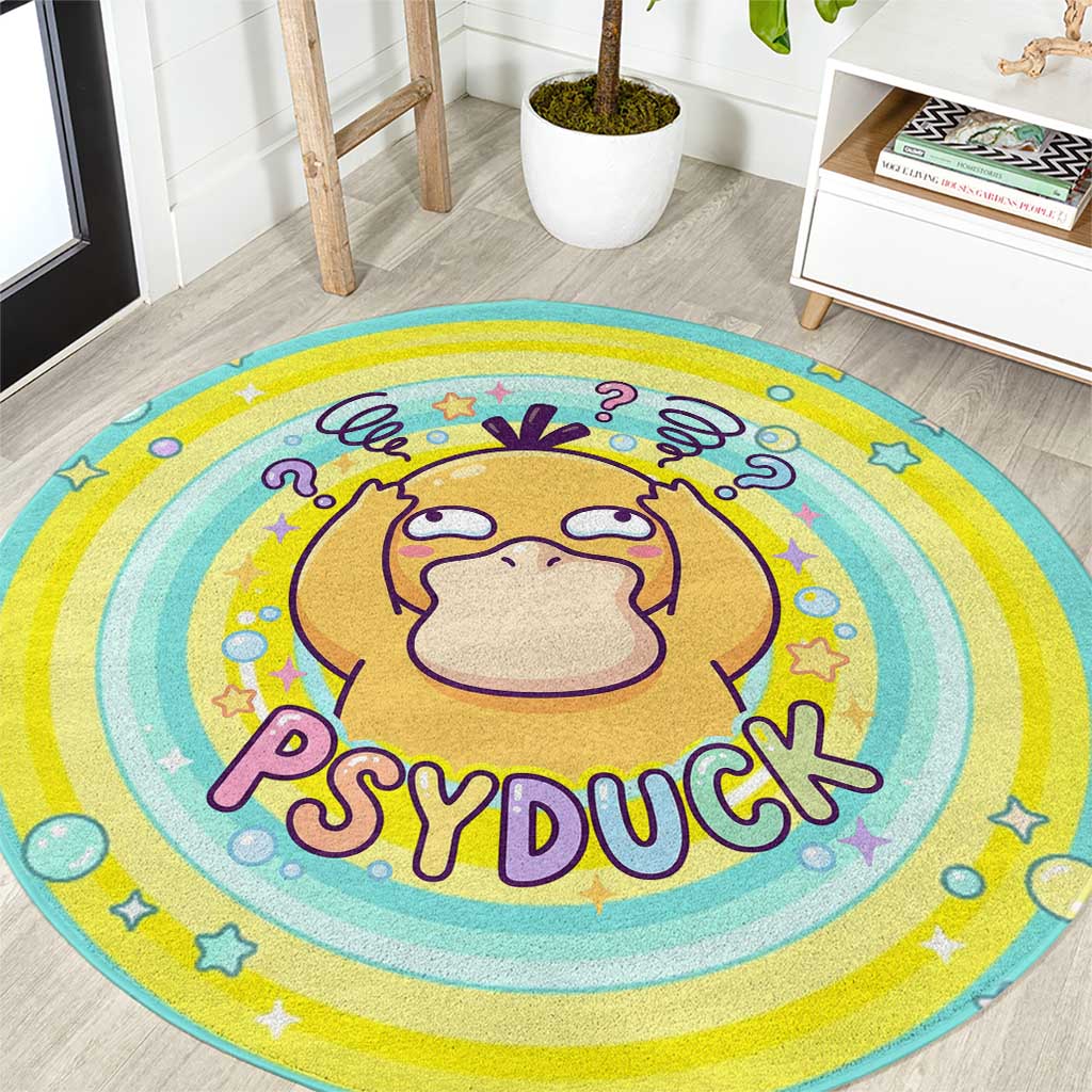 Psyduck Round Carpet Vibrant Kawaii Splash Art