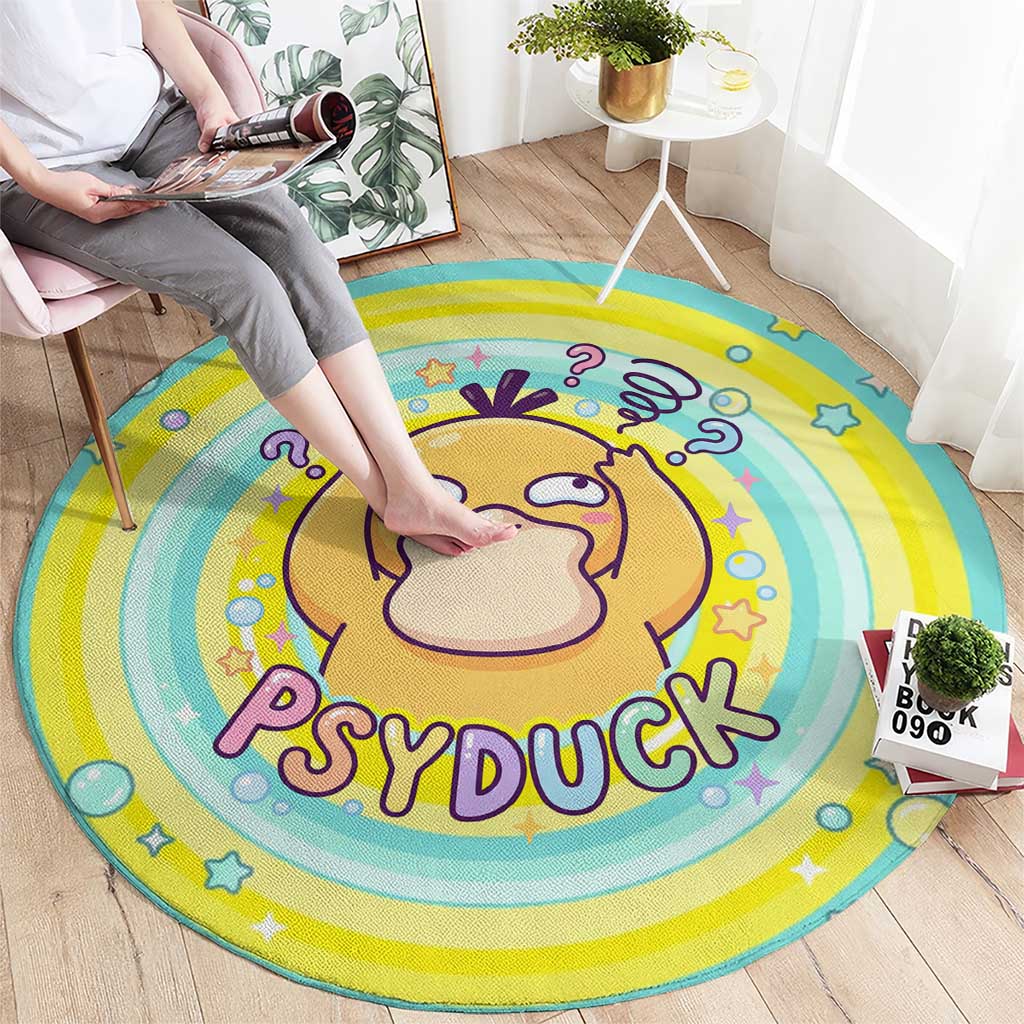 Psyduck Round Carpet Vibrant Kawaii Splash Art