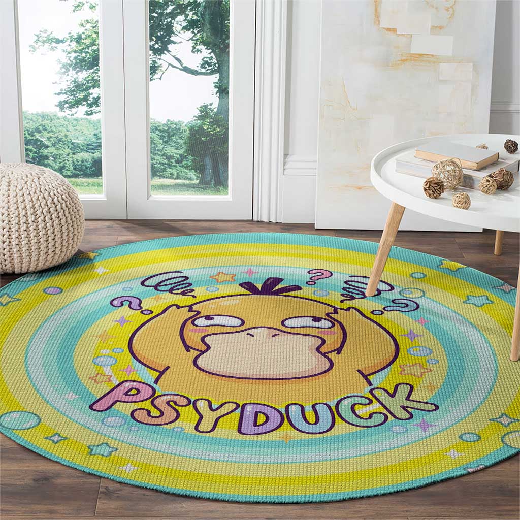 Psyduck Round Carpet Vibrant Kawaii Splash Art
