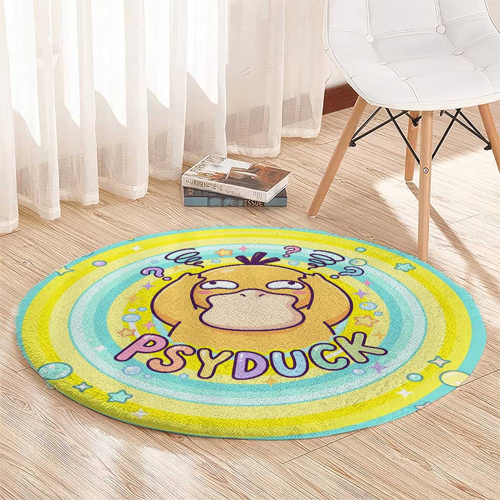 Psyduck Round Carpet Vibrant Kawaii Splash Art