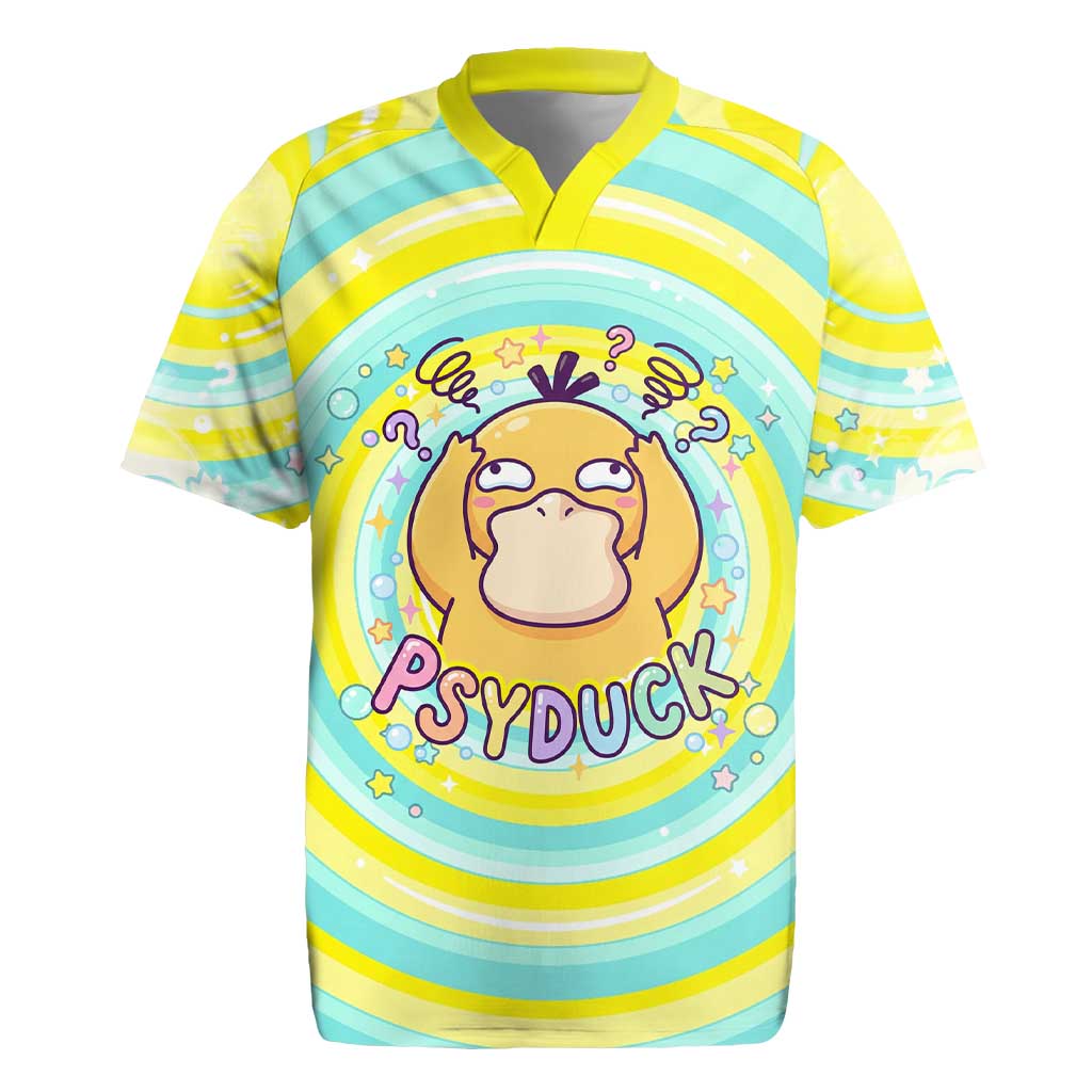 Psyduck Rugby Jersey Vibrant Kawaii Splash Art