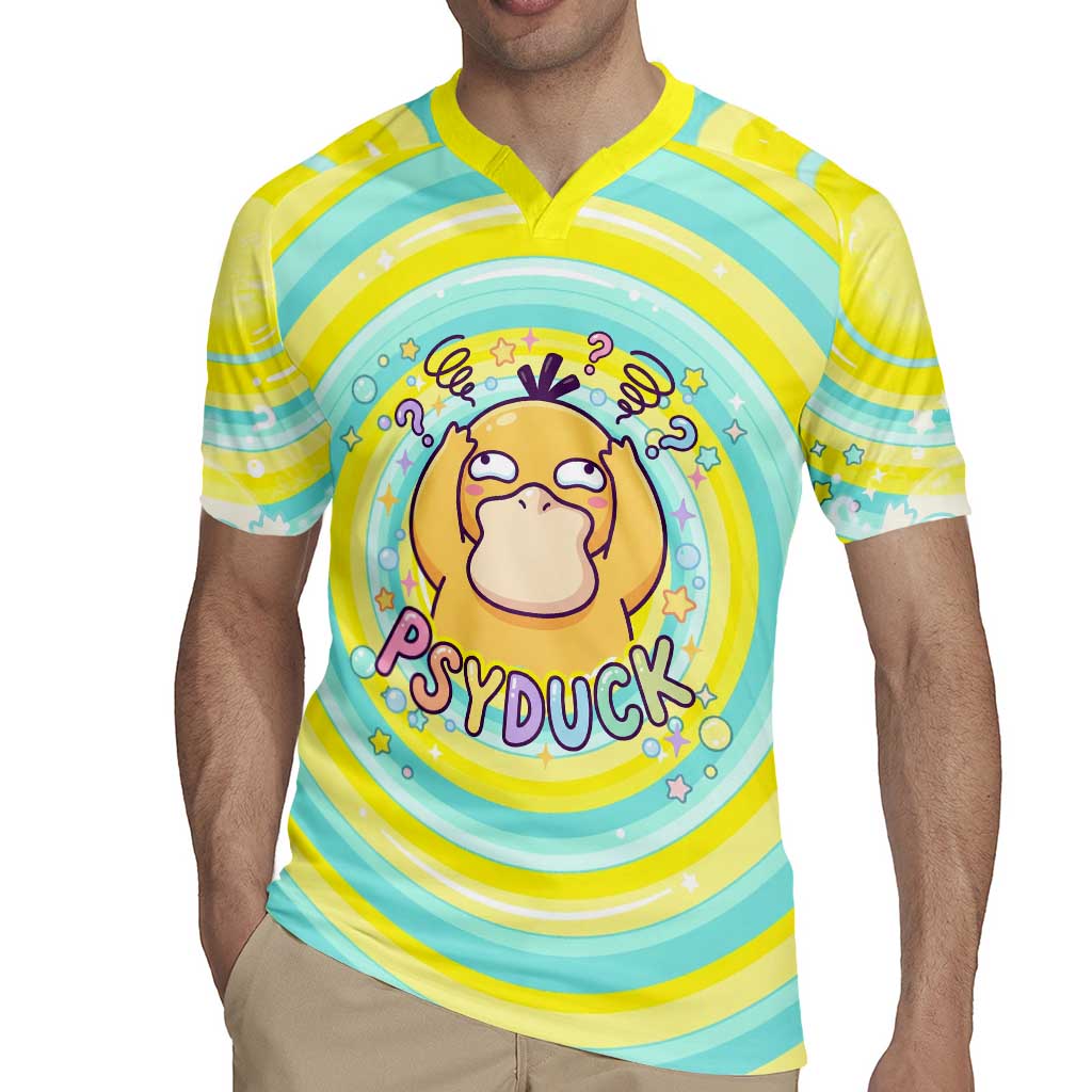 Psyduck Rugby Jersey Vibrant Kawaii Splash Art