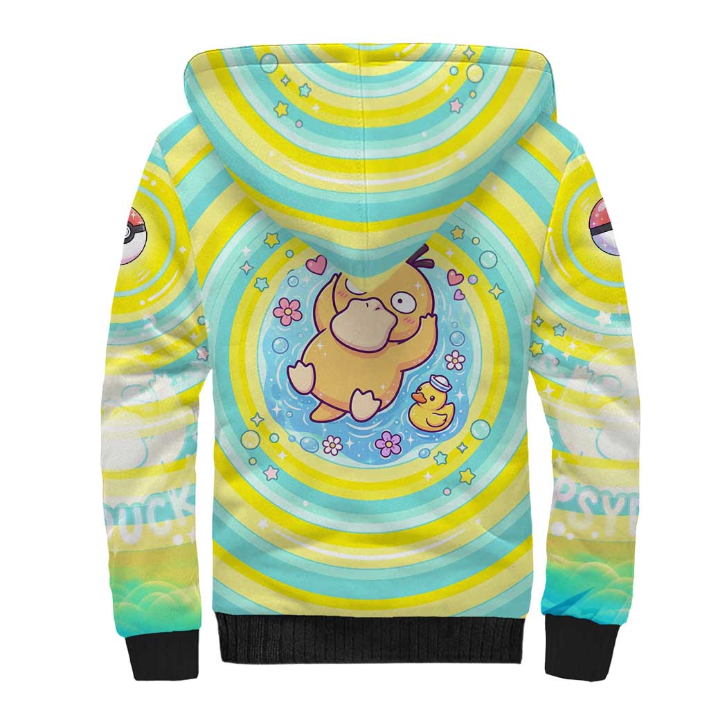 Psyduck Sherpa Hoodie Vibrant Kawaii Splash Art