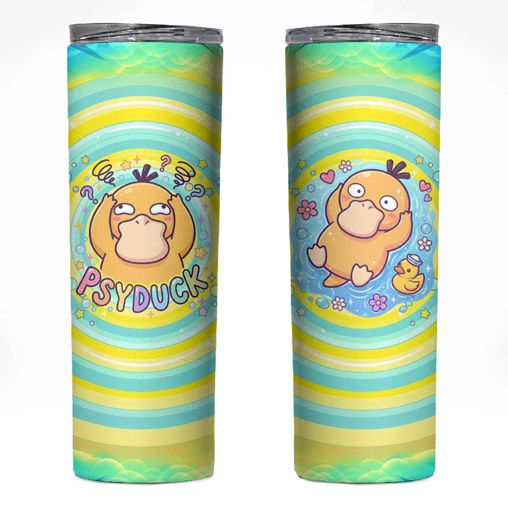 Psyduck Skinny Tumbler Vibrant Kawaii Splash Art