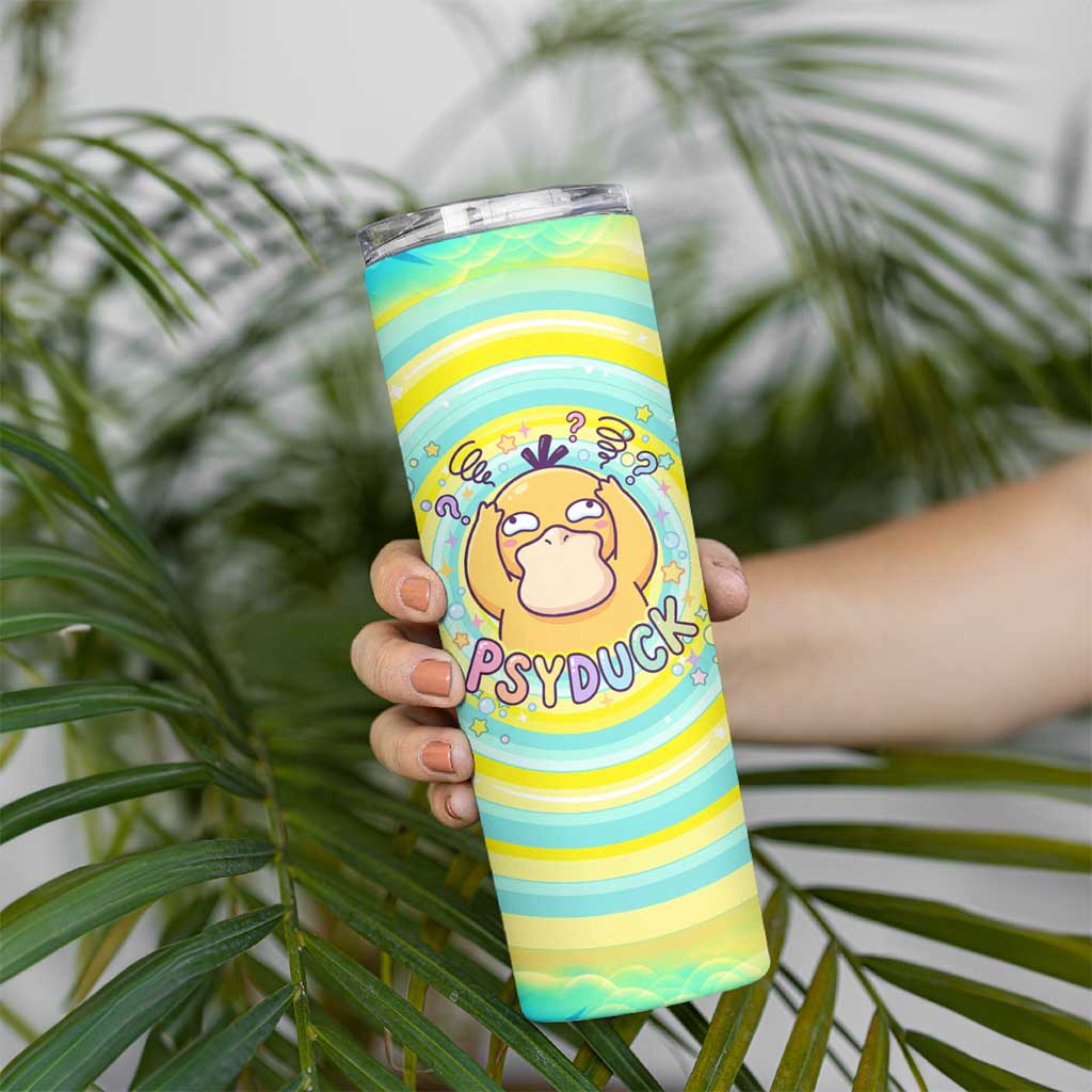 Psyduck Skinny Tumbler Vibrant Kawaii Splash Art