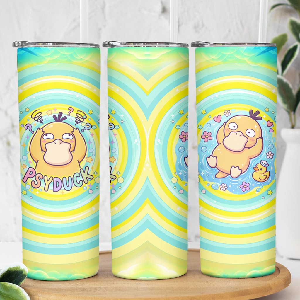 Psyduck Skinny Tumbler Vibrant Kawaii Splash Art