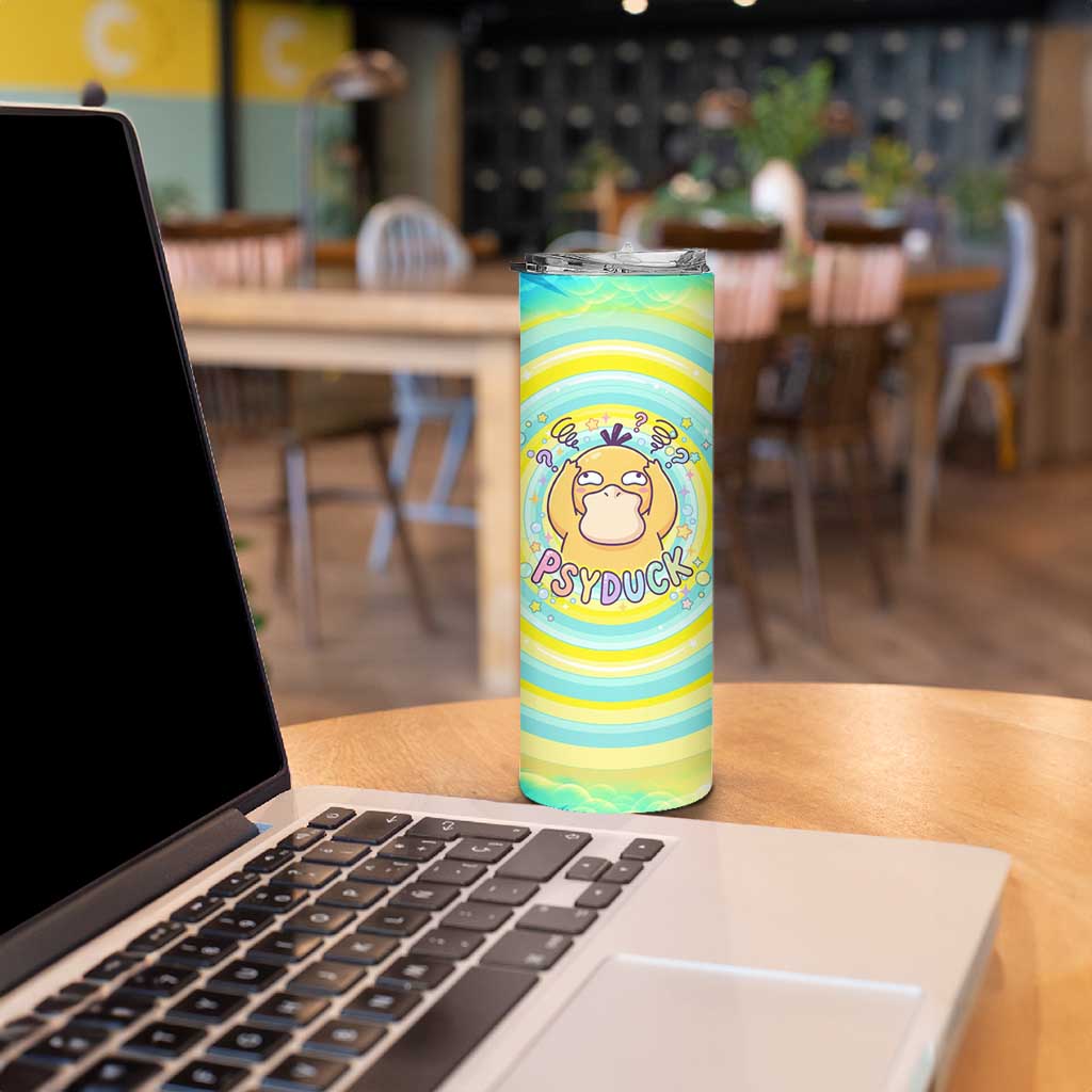 Psyduck Skinny Tumbler Vibrant Kawaii Splash Art