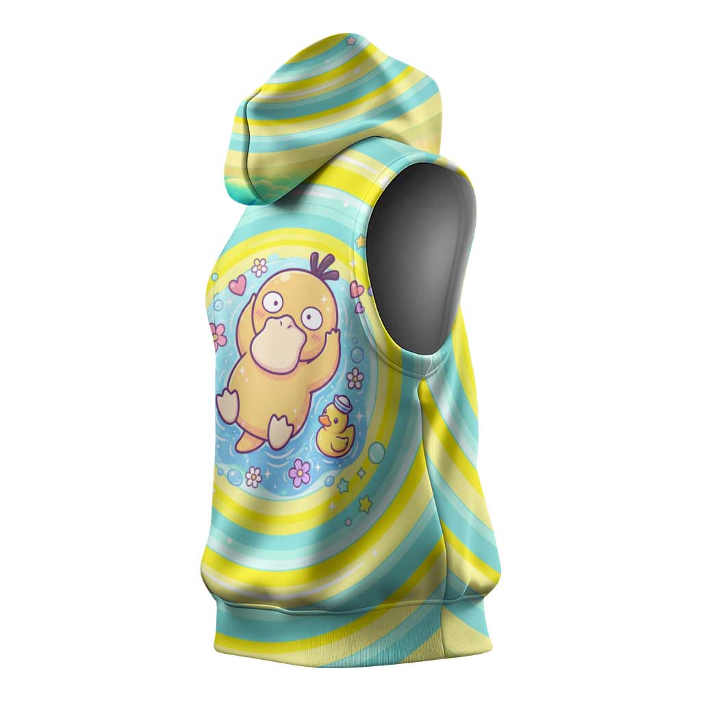 Psyduck Sleeveless Hoodie Vibrant Kawaii Splash Art