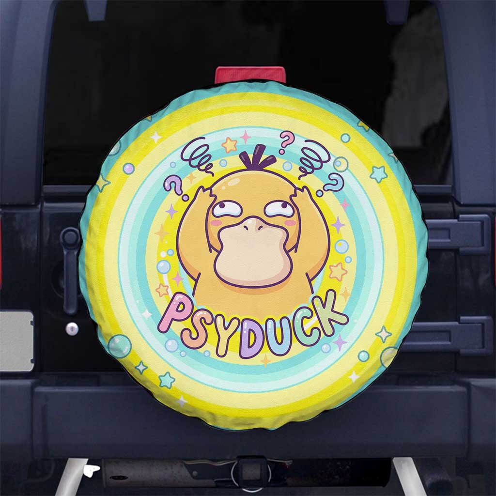Psyduck Spare Tire Cover Vibrant Kawaii Splash Art