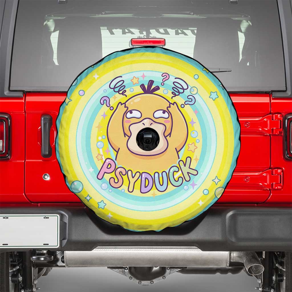 Psyduck Spare Tire Cover Vibrant Kawaii Splash Art