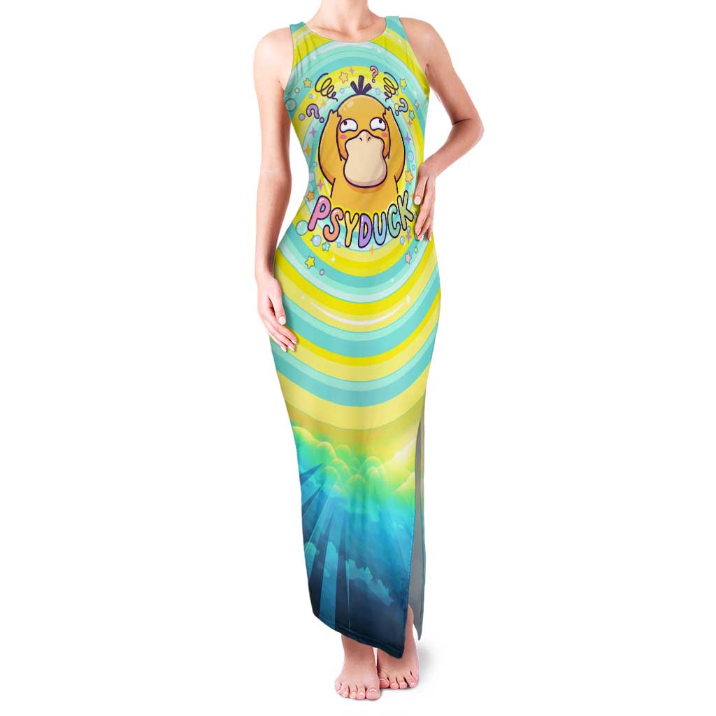 Psyduck Tank Maxi Dress Vibrant Kawaii Splash Art