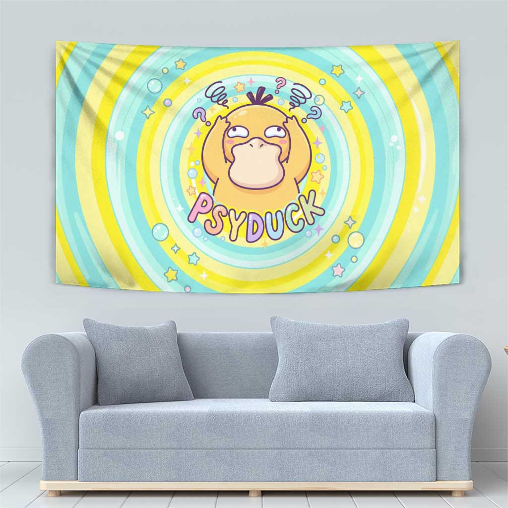 Psyduck Tapestry Vibrant Kawaii Splash Art