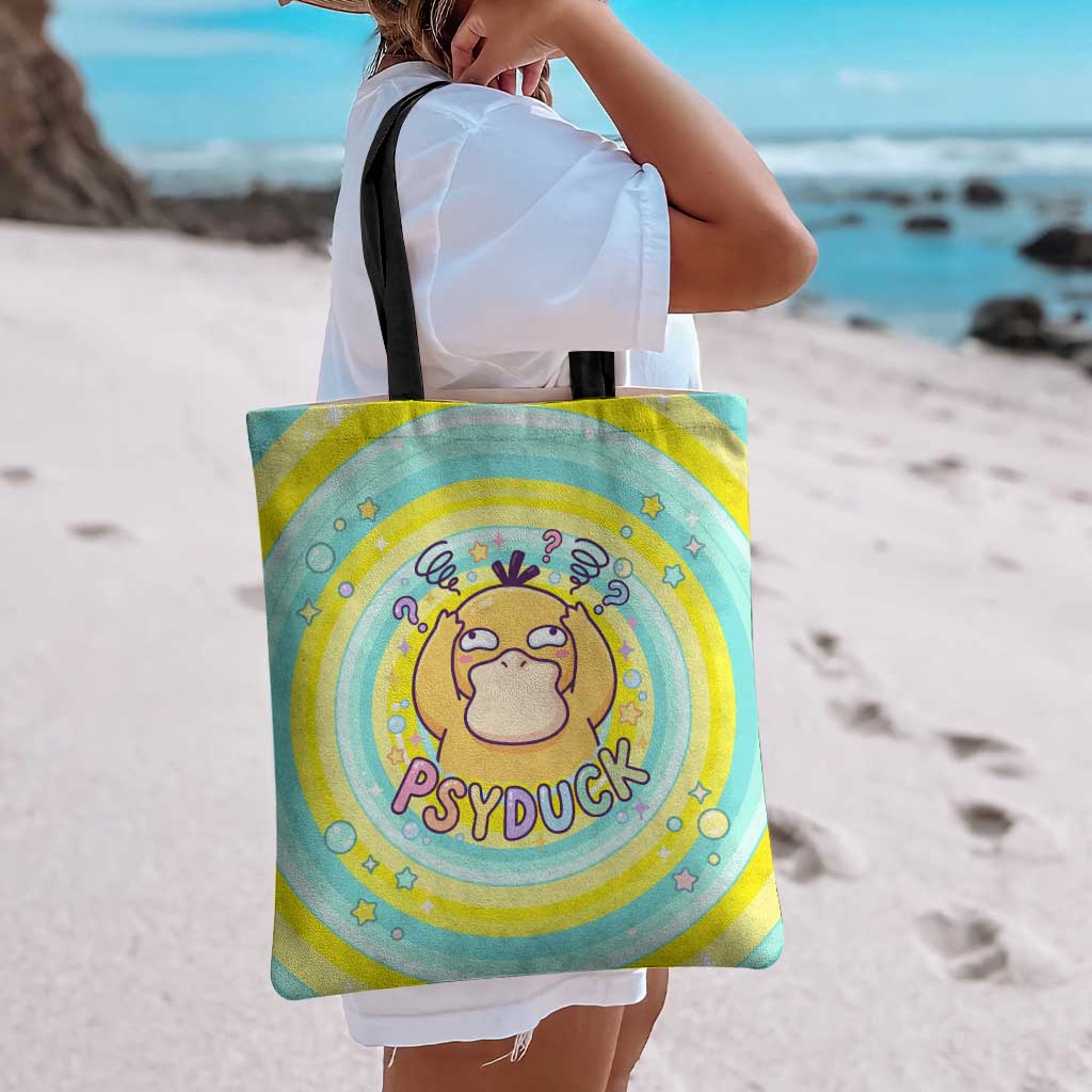 Psyduck Tote Bag Vibrant Kawaii Splash Art