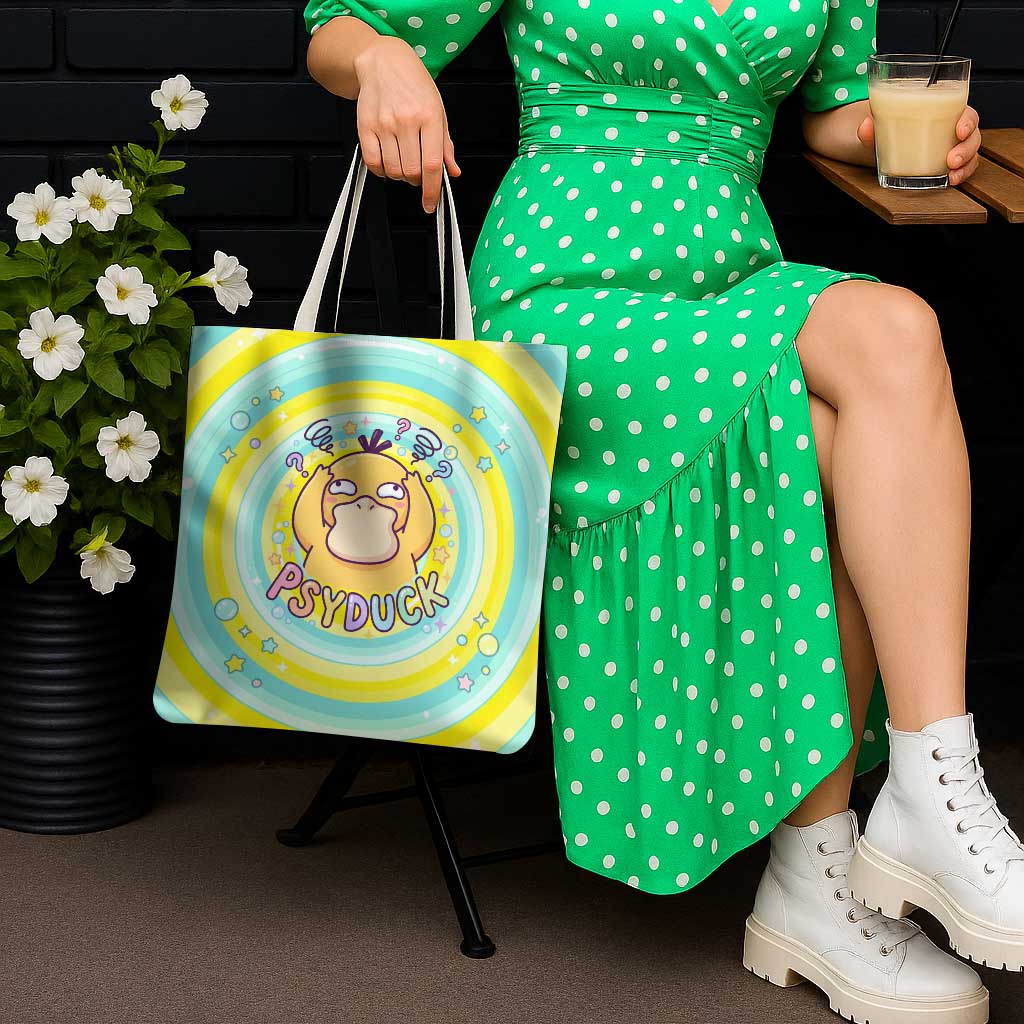 Psyduck Tote Bag Vibrant Kawaii Splash Art