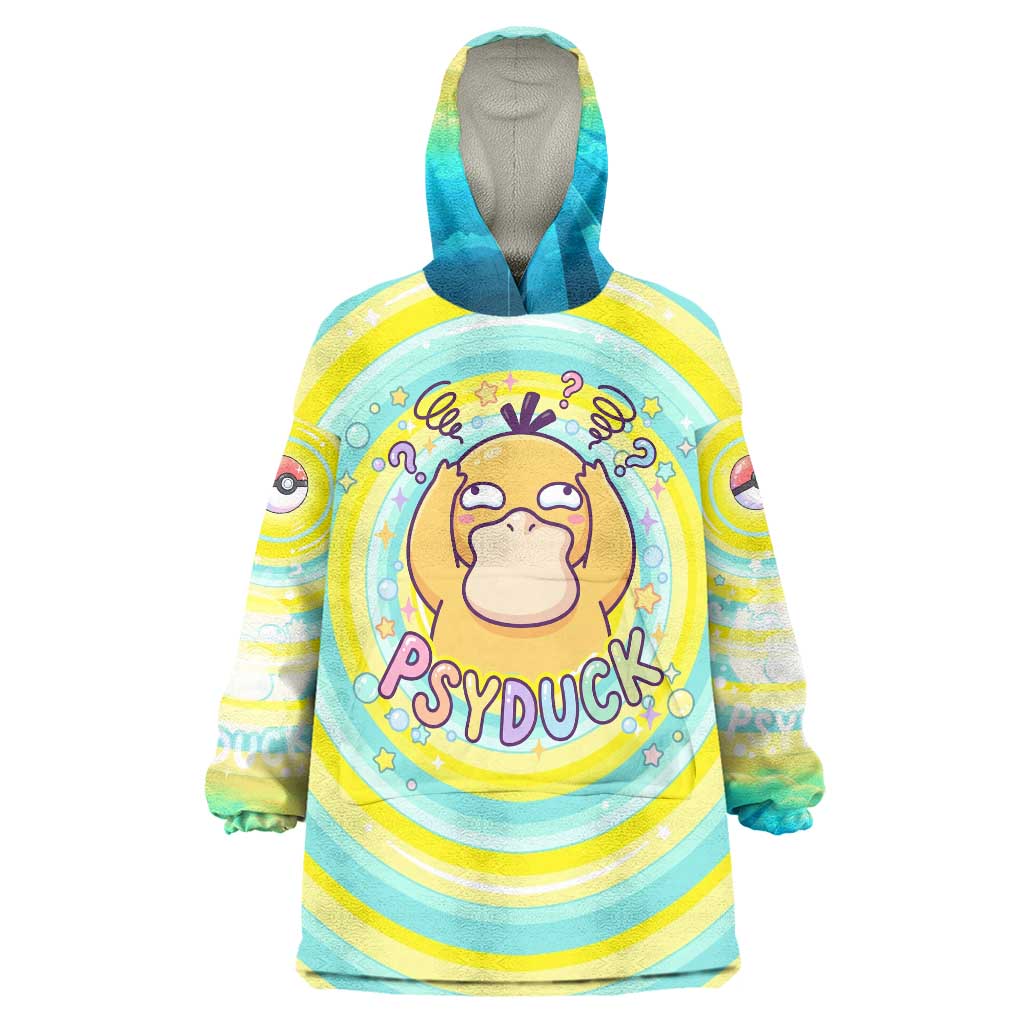 Psyduck Wearable Blanket Hoodie Vibrant Kawaii Splash Art