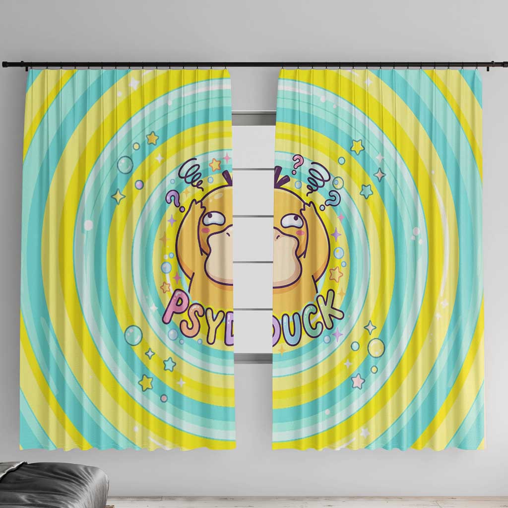 Psyduck Window Curtain Vibrant Kawaii Splash Art