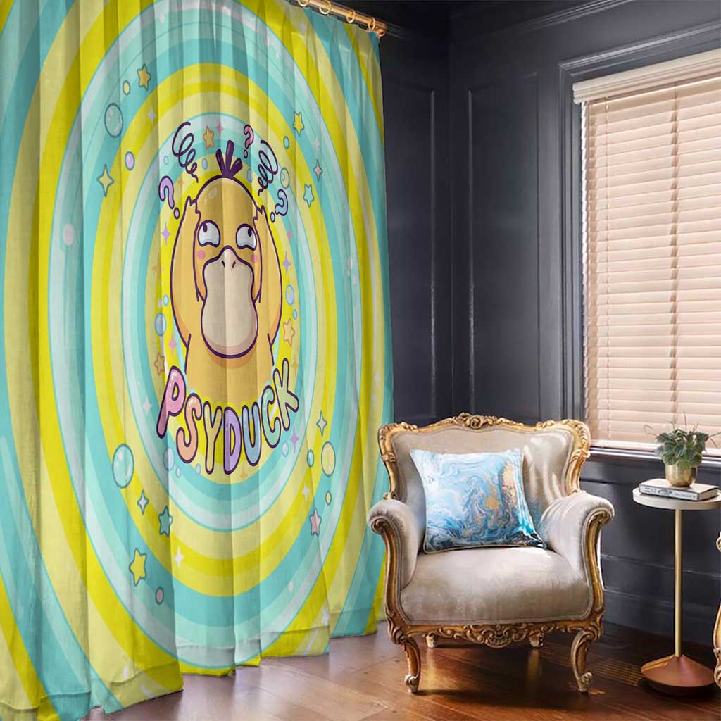 Psyduck Window Curtain Vibrant Kawaii Splash Art