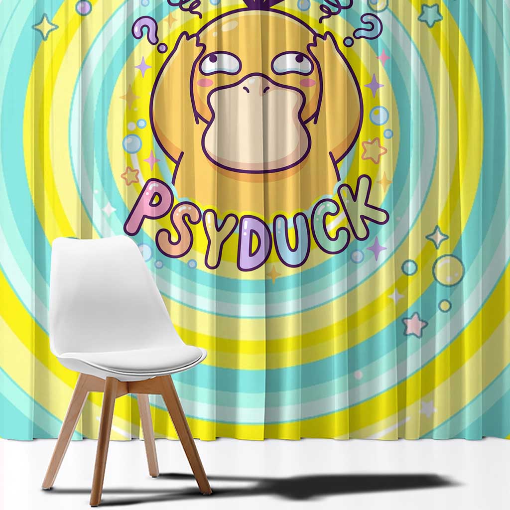 Psyduck Window Curtain Vibrant Kawaii Splash Art