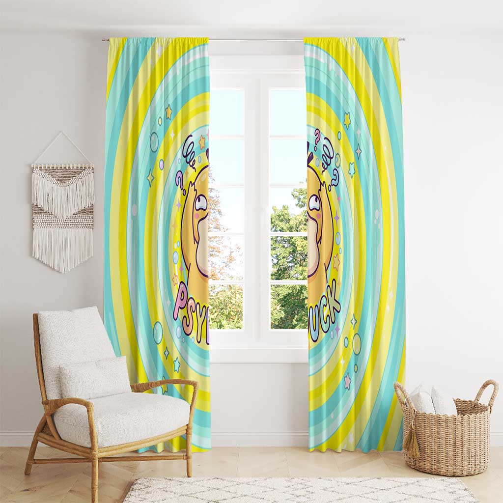 Psyduck Window Curtain Vibrant Kawaii Splash Art