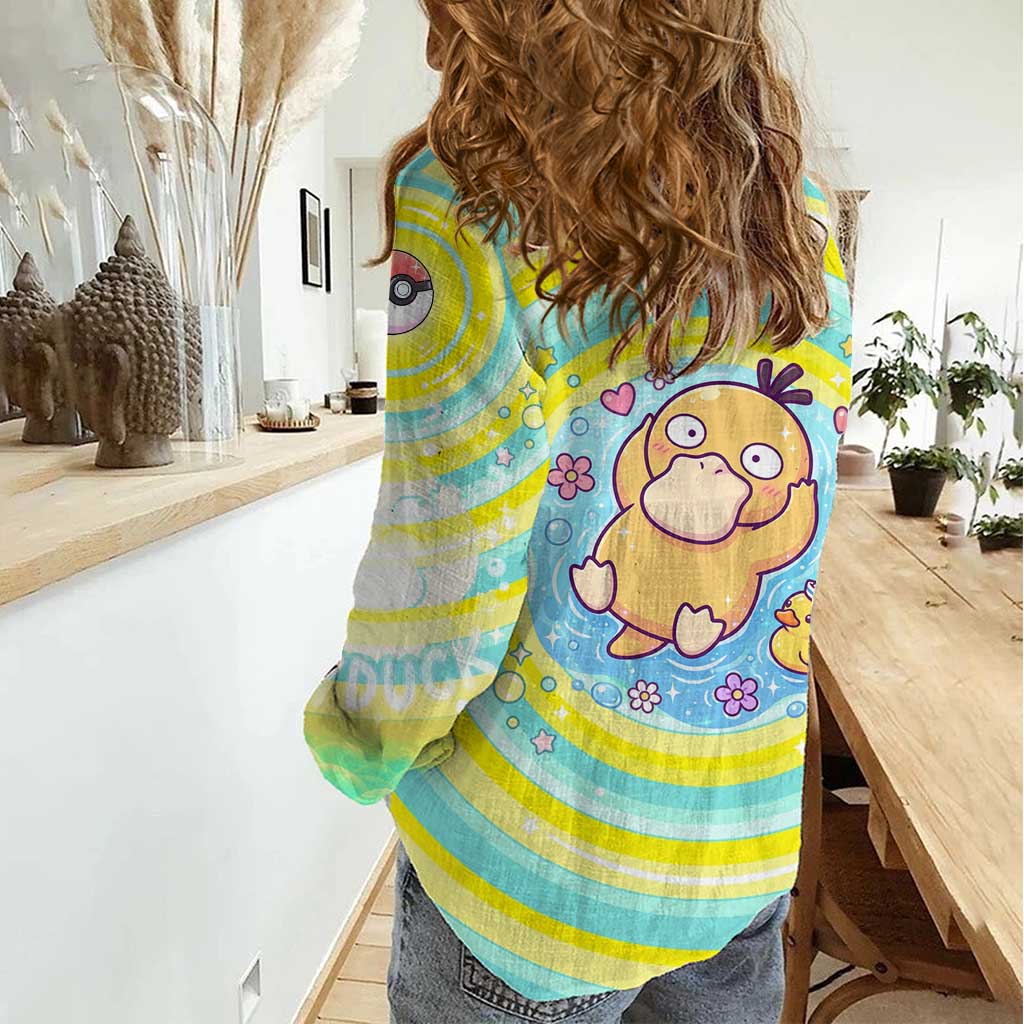 Psyduck Women Casual Shirt Vibrant Kawaii Splash Art