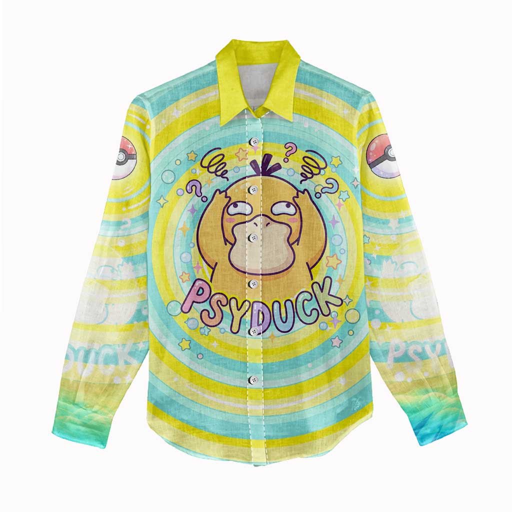 Psyduck Women Casual Shirt Vibrant Kawaii Splash Art
