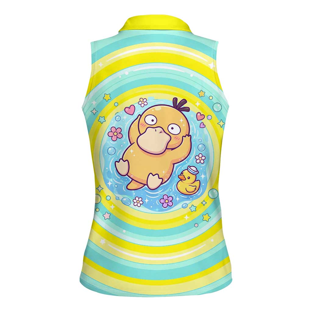 Psyduck Women Sleeveless Polo Shirt Vibrant Kawaii Splash Art