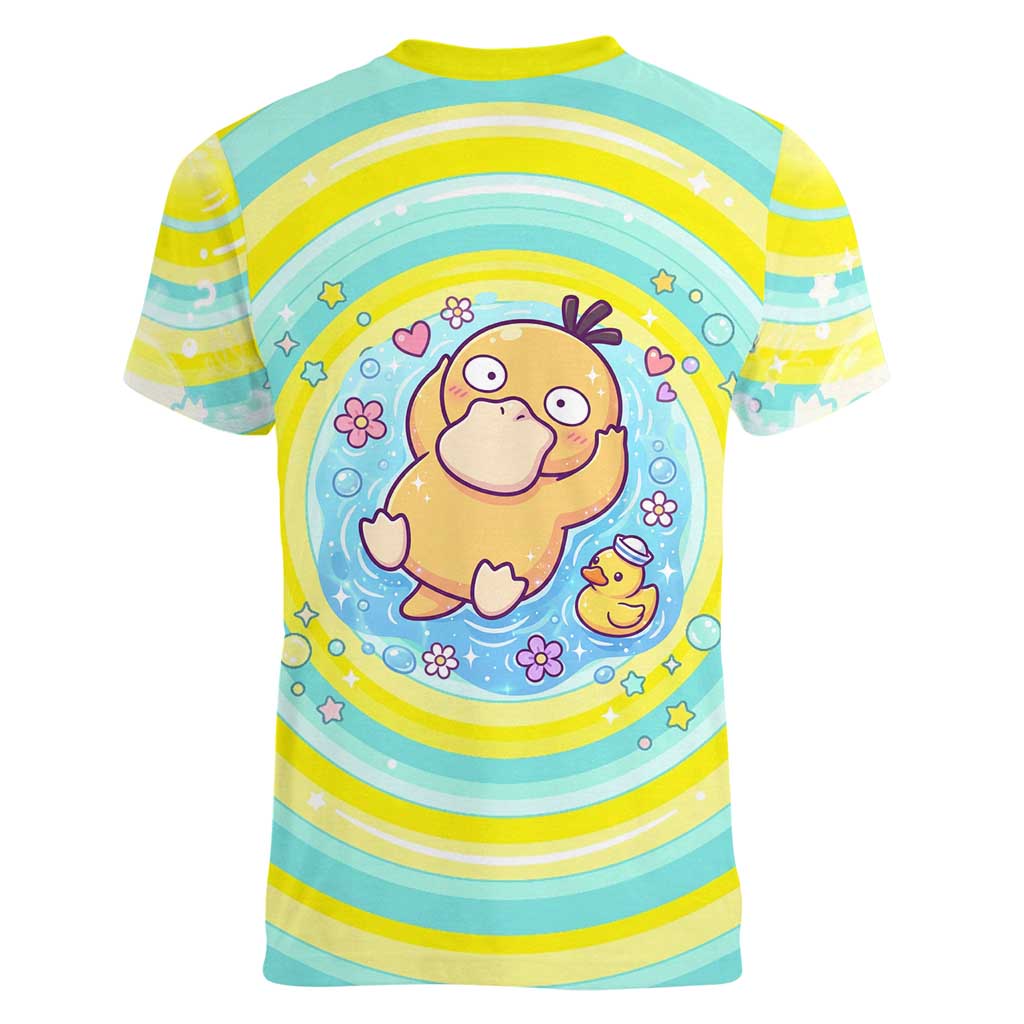 Psyduck Women V-Neck T-Shirt Vibrant Kawaii Splash Art