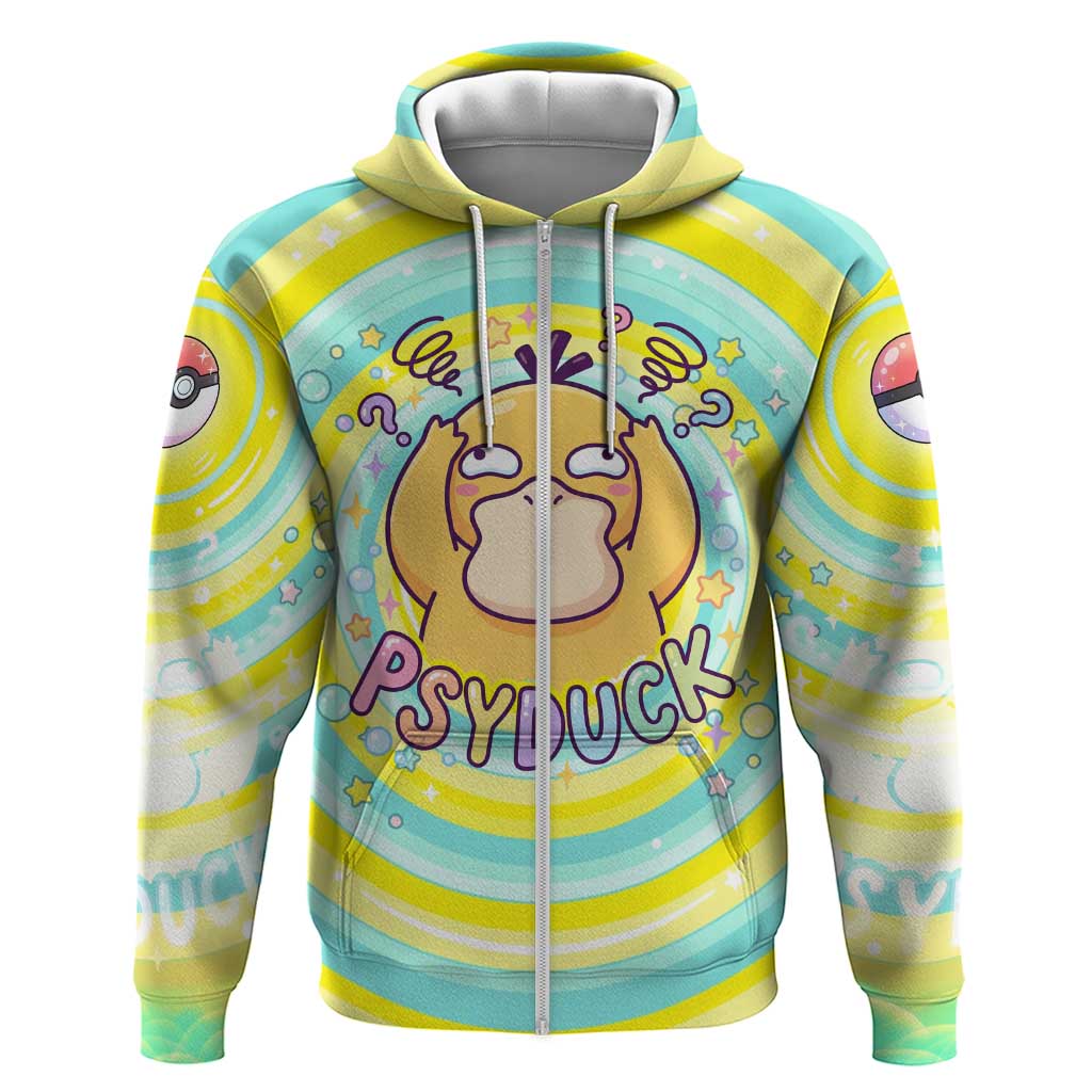 Psyduck Zip Hoodie Vibrant Kawaii Splash Art