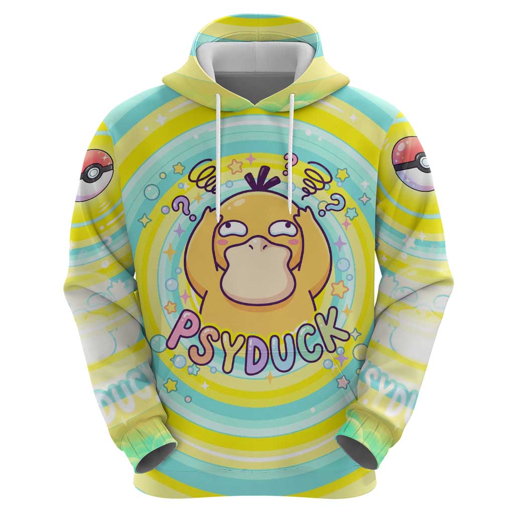 Psyduck Zip Hoodie Vibrant Kawaii Splash Art