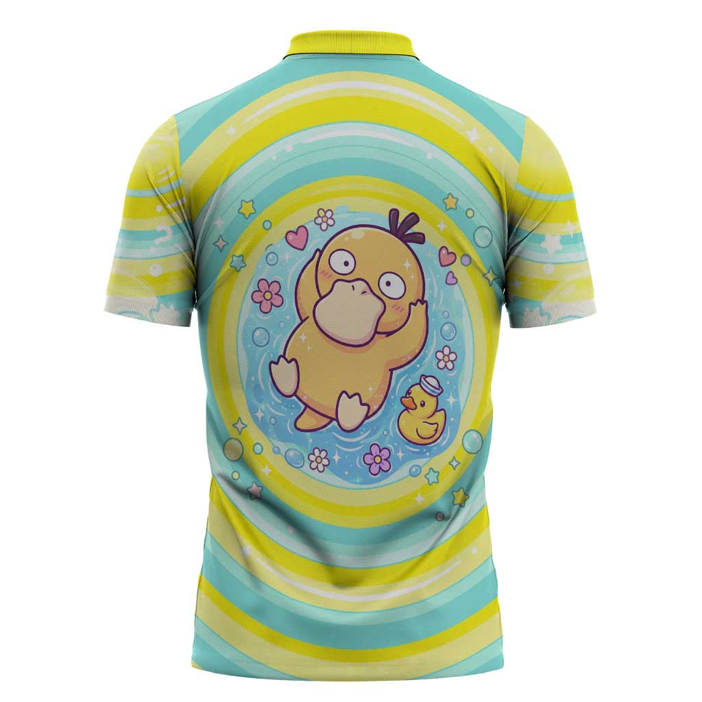 Psyduck Zipper Polo Shirt Vibrant Kawaii Splash Art