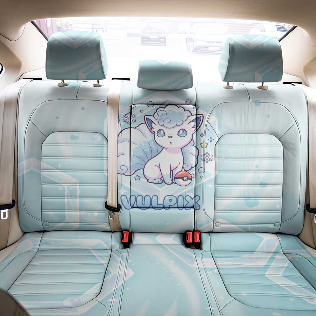 Vulpix Back Car Seat Cover Frosted Pastel Ice Crystal Art