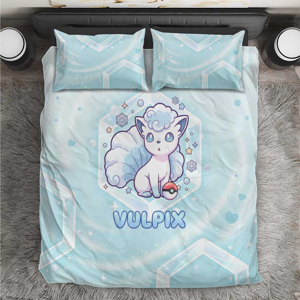 Vulpix Bedding Set Frosted Pastel Ice Crystal Art
