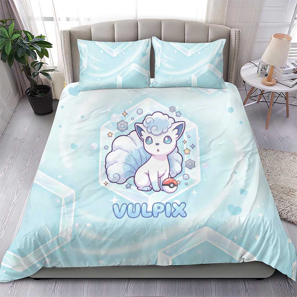 Vulpix Bedding Set Frosted Pastel Ice Crystal Art