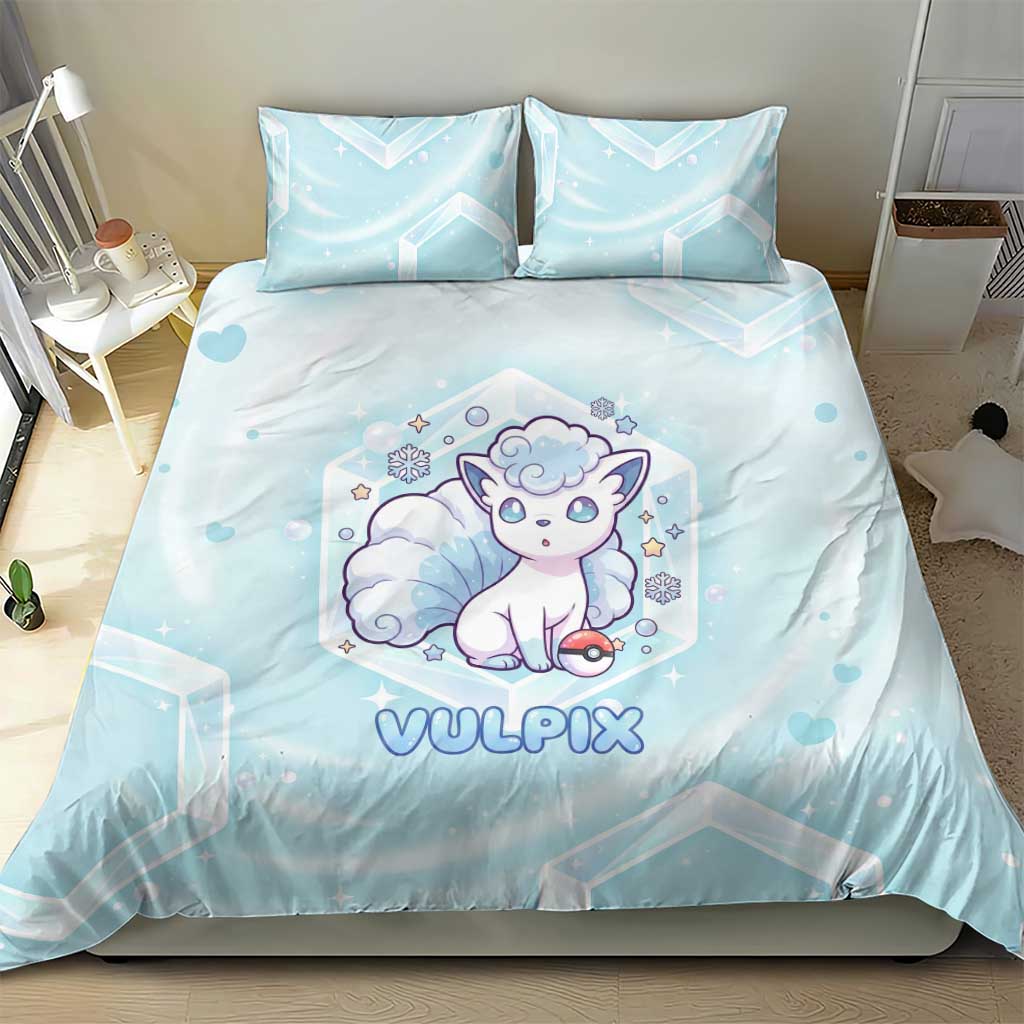 Vulpix Bedding Set Frosted Pastel Ice Crystal Art