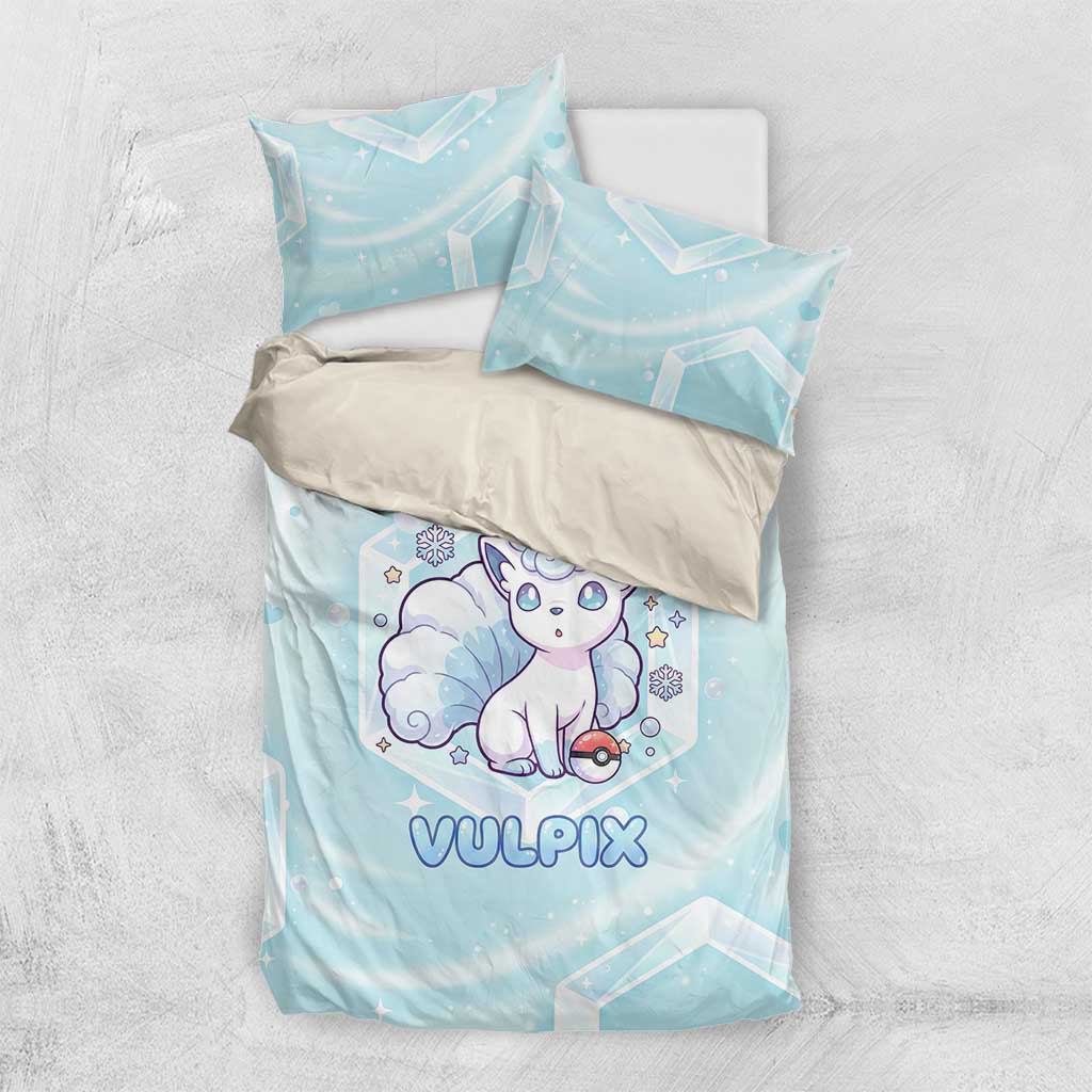 Vulpix Bedding Set Frosted Pastel Ice Crystal Art