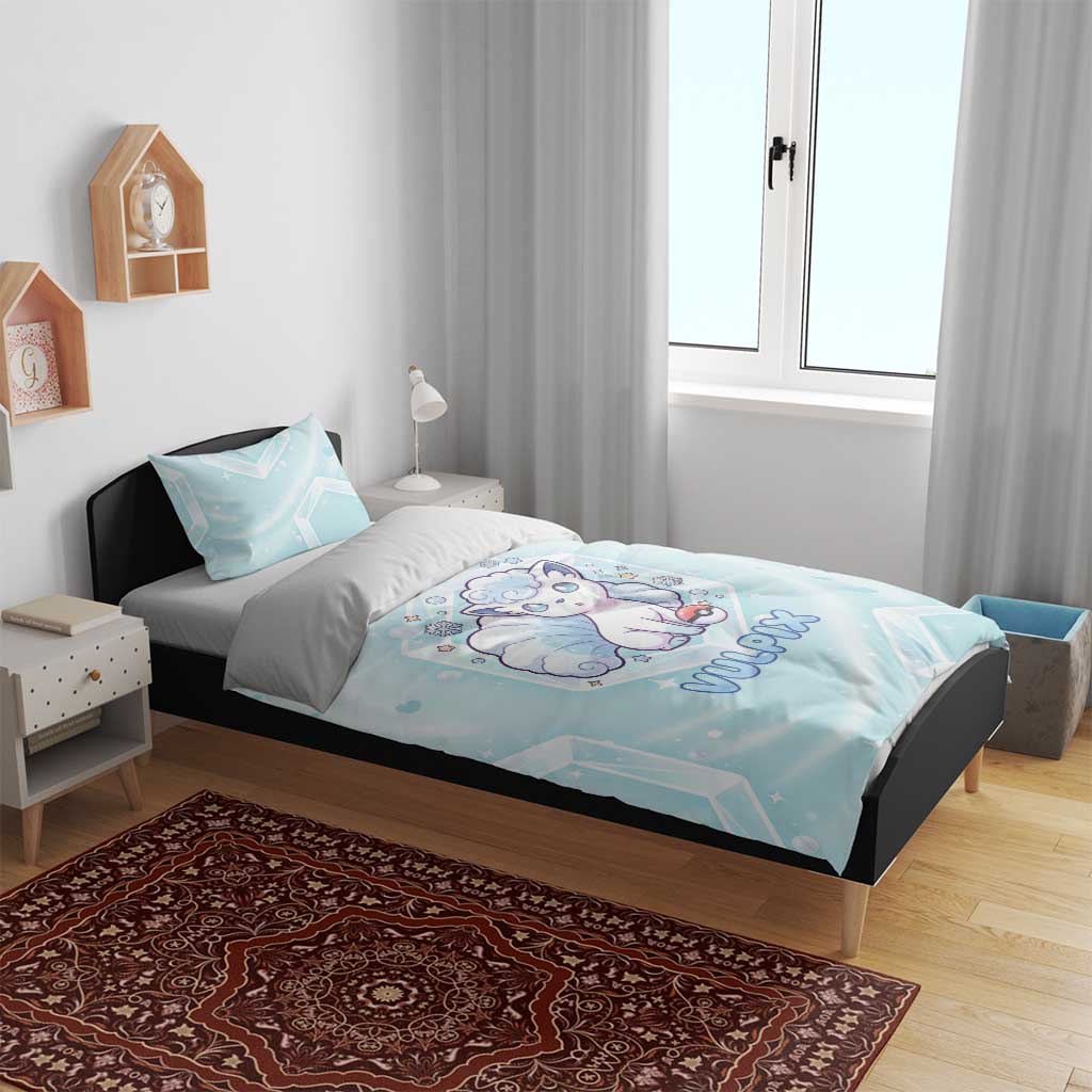 Vulpix Bedding Set Frosted Pastel Ice Crystal Art