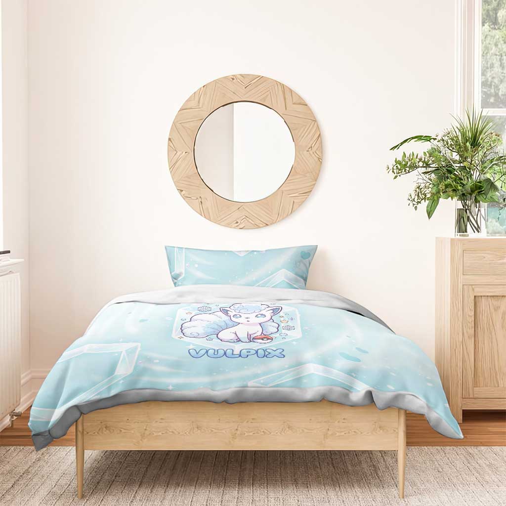 Vulpix Bedding Set Frosted Pastel Ice Crystal Art