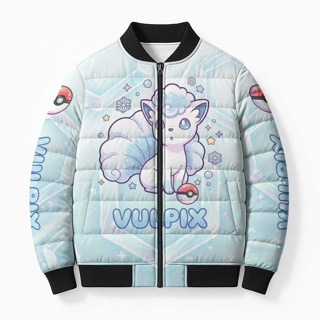 Vulpix Bomber Puffer Jacket Frosted Pastel Ice Crystal Art