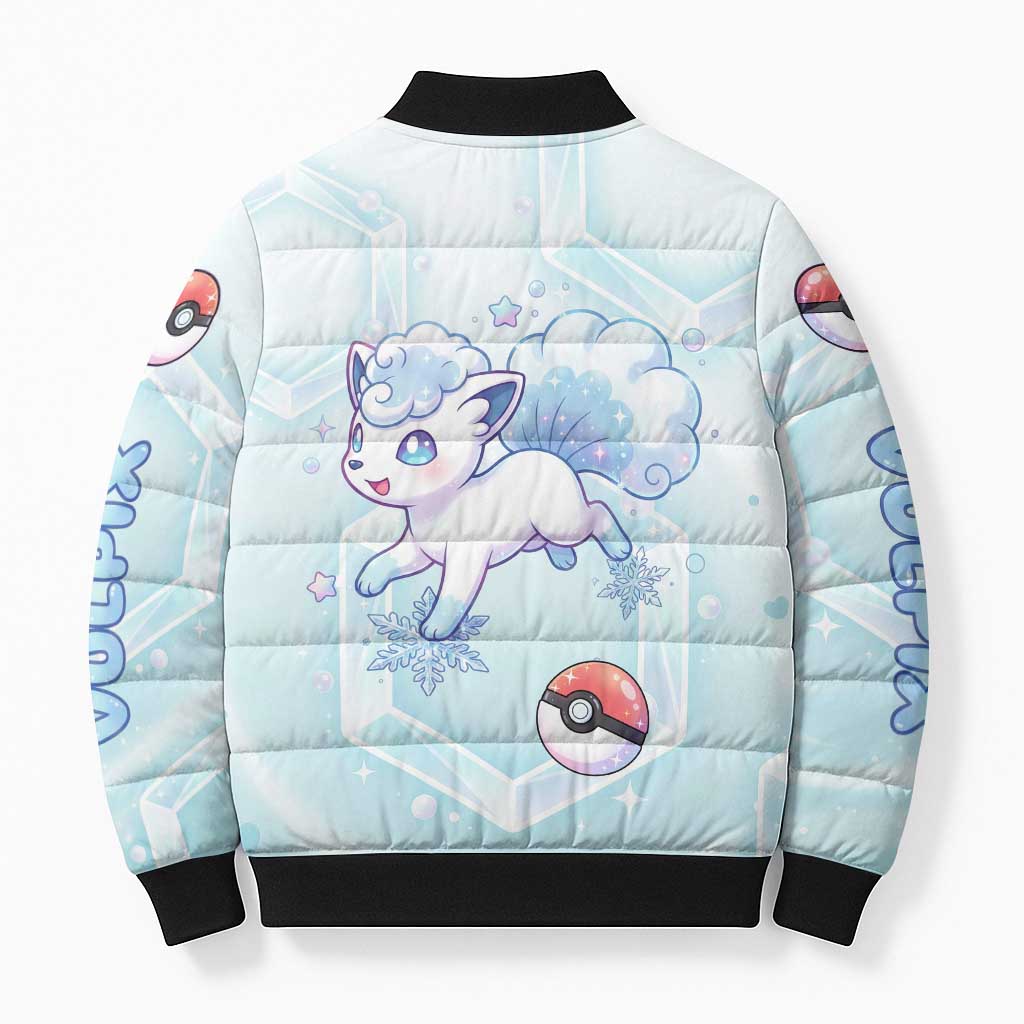 Vulpix Bomber Puffer Jacket Frosted Pastel Ice Crystal Art