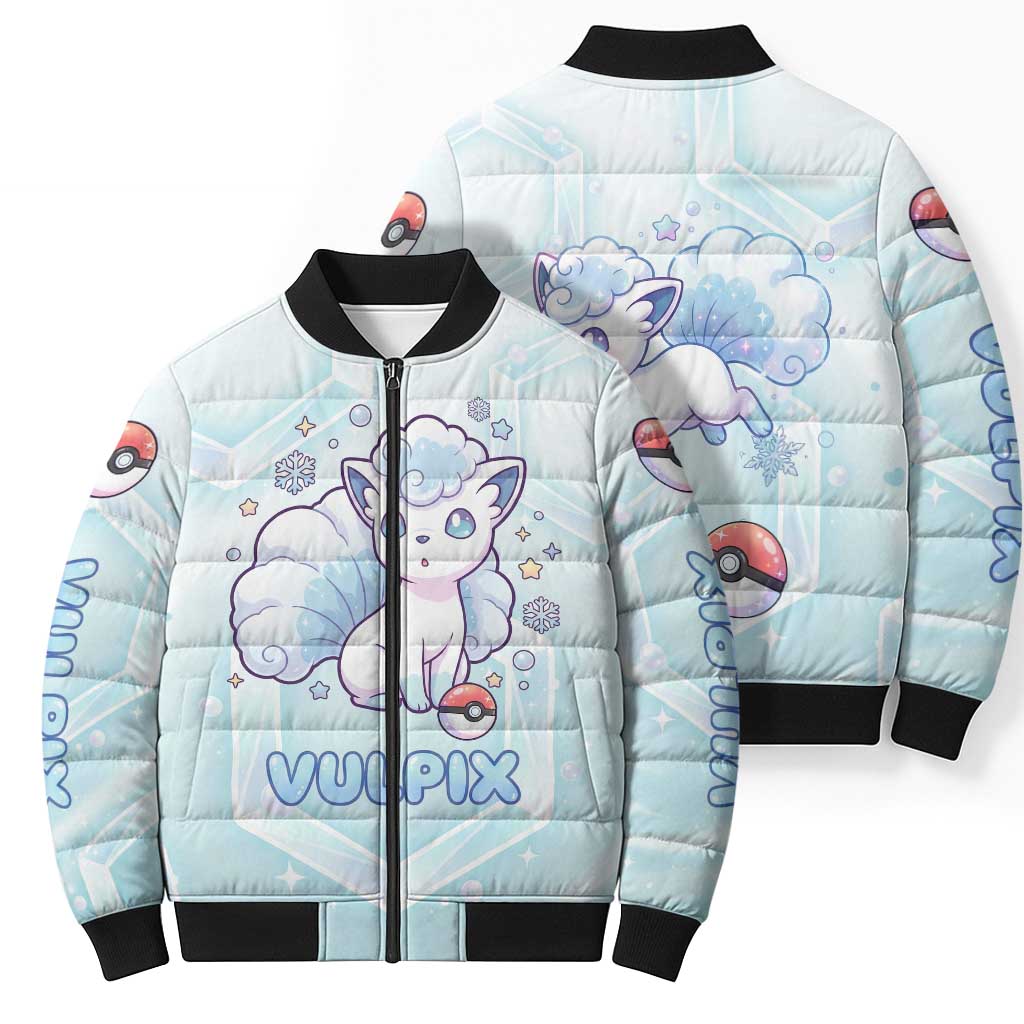Vulpix Bomber Puffer Jacket Frosted Pastel Ice Crystal Art