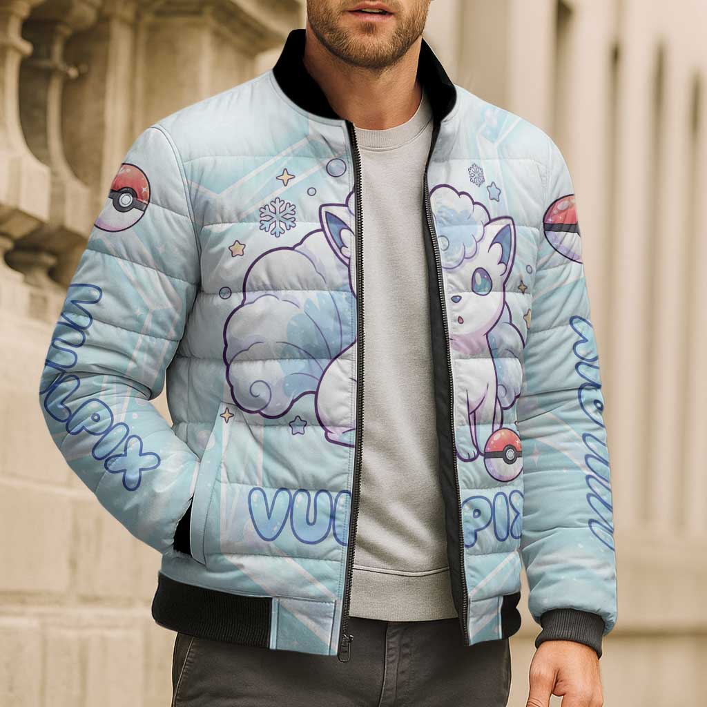 Vulpix Bomber Puffer Jacket Frosted Pastel Ice Crystal Art