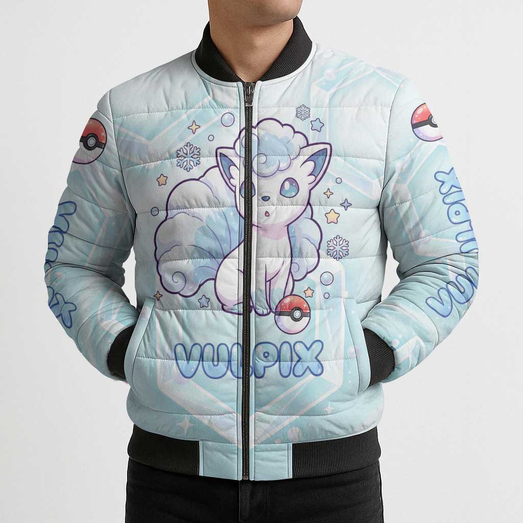 Vulpix Bomber Puffer Jacket Frosted Pastel Ice Crystal Art