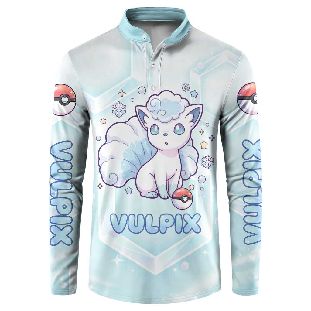 Vulpix Button Sweatshirt Frosted Pastel Ice Crystal Art