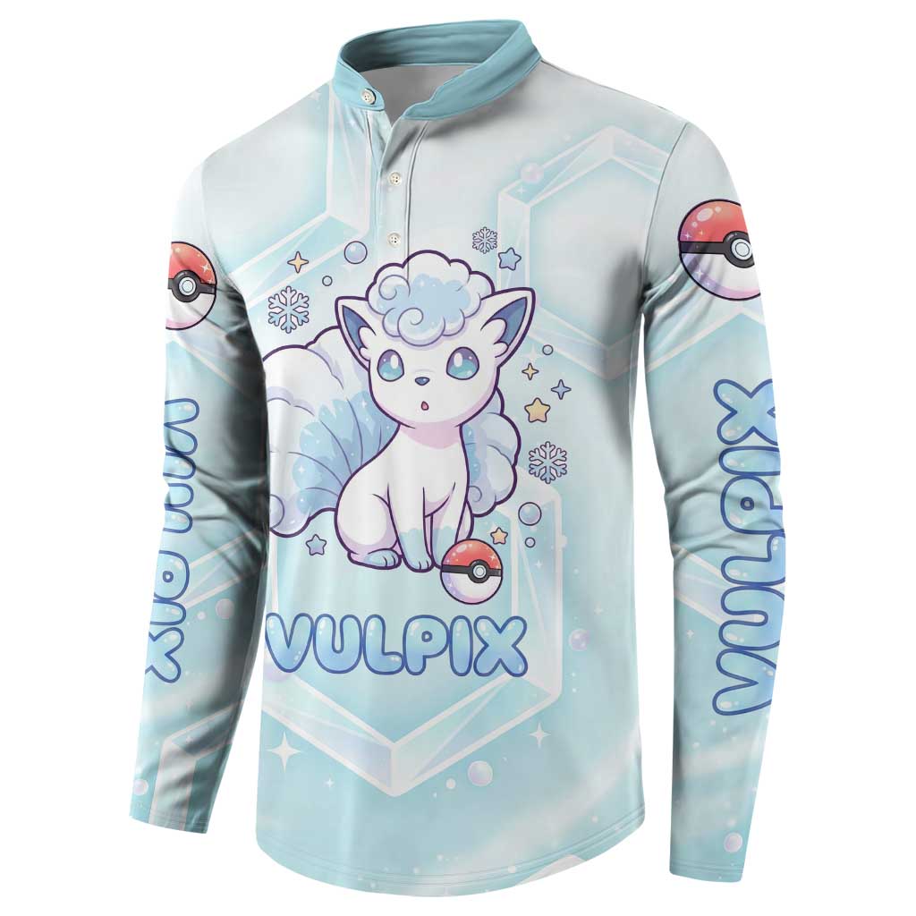 Vulpix Button Sweatshirt Frosted Pastel Ice Crystal Art