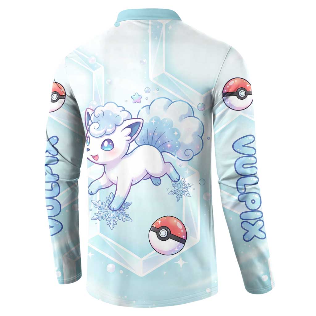 Vulpix Button Sweatshirt Frosted Pastel Ice Crystal Art