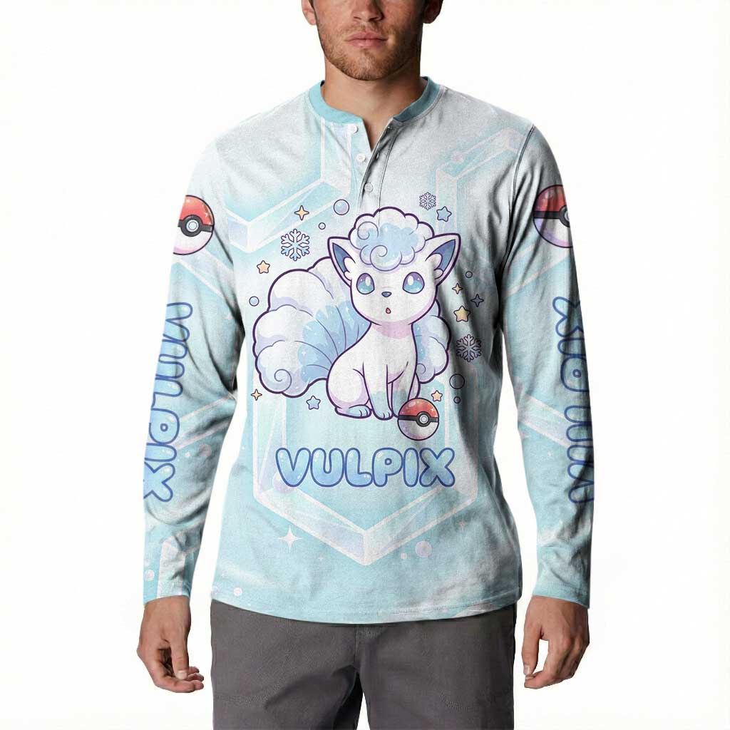 Vulpix Button Sweatshirt Frosted Pastel Ice Crystal Art