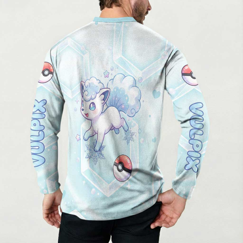Vulpix Button Sweatshirt Frosted Pastel Ice Crystal Art