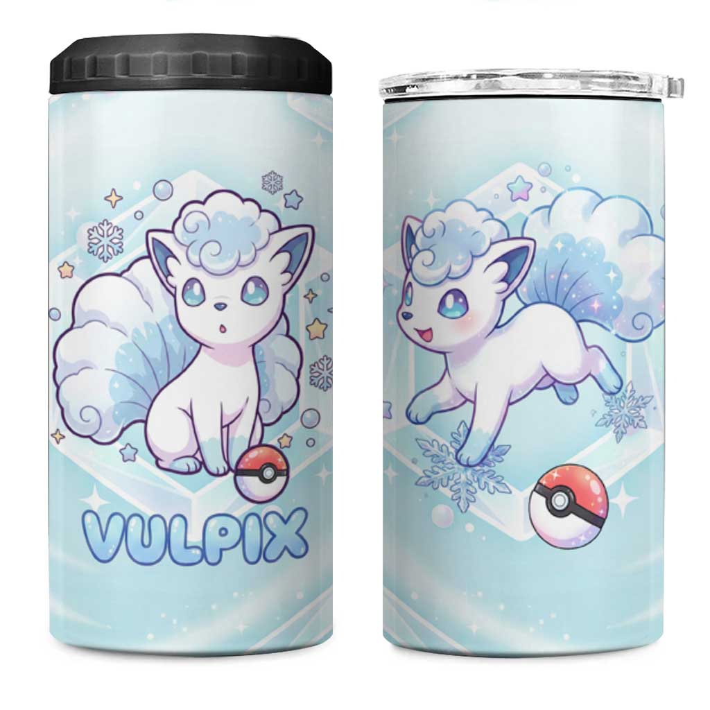 Vulpix 4 in 1 Can Cooler Tumbler Frosted Pastel Ice Crystal Art